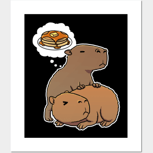 Capybara hungry for pancakes Posters and Art